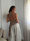 Camisa cuello halter Volante Marrón