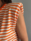Camiseta Hombreras A Rayas Naranja
