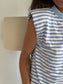 Camiseta Hombreras A Rayas Celeste