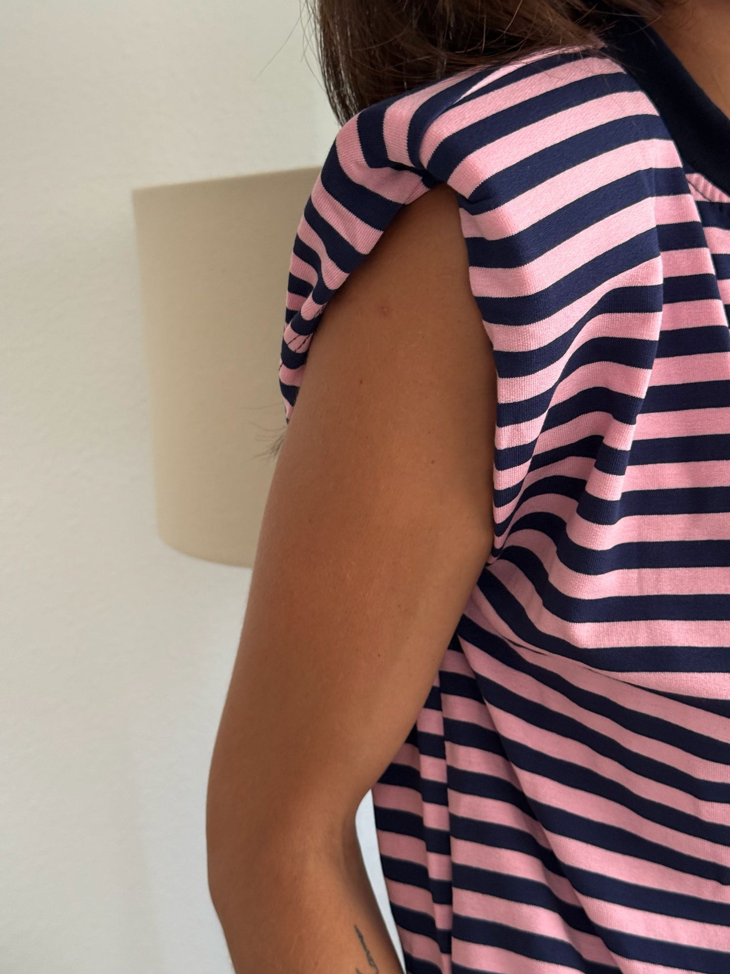 Camiseta Hombreras A Rayas Marino