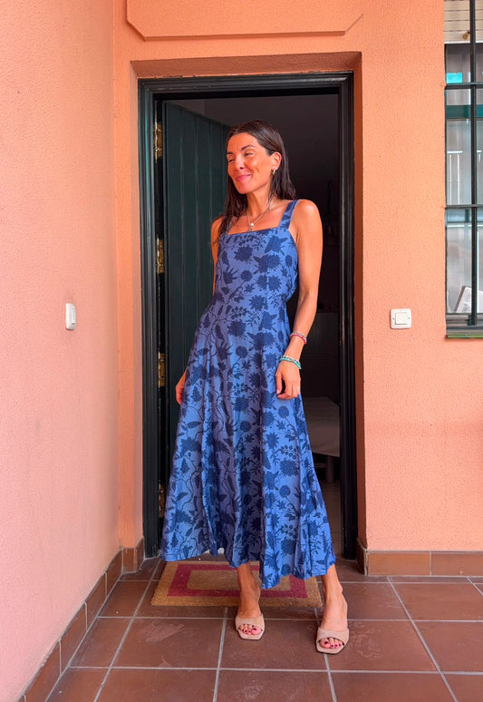 Vestido Midi Azul floral
