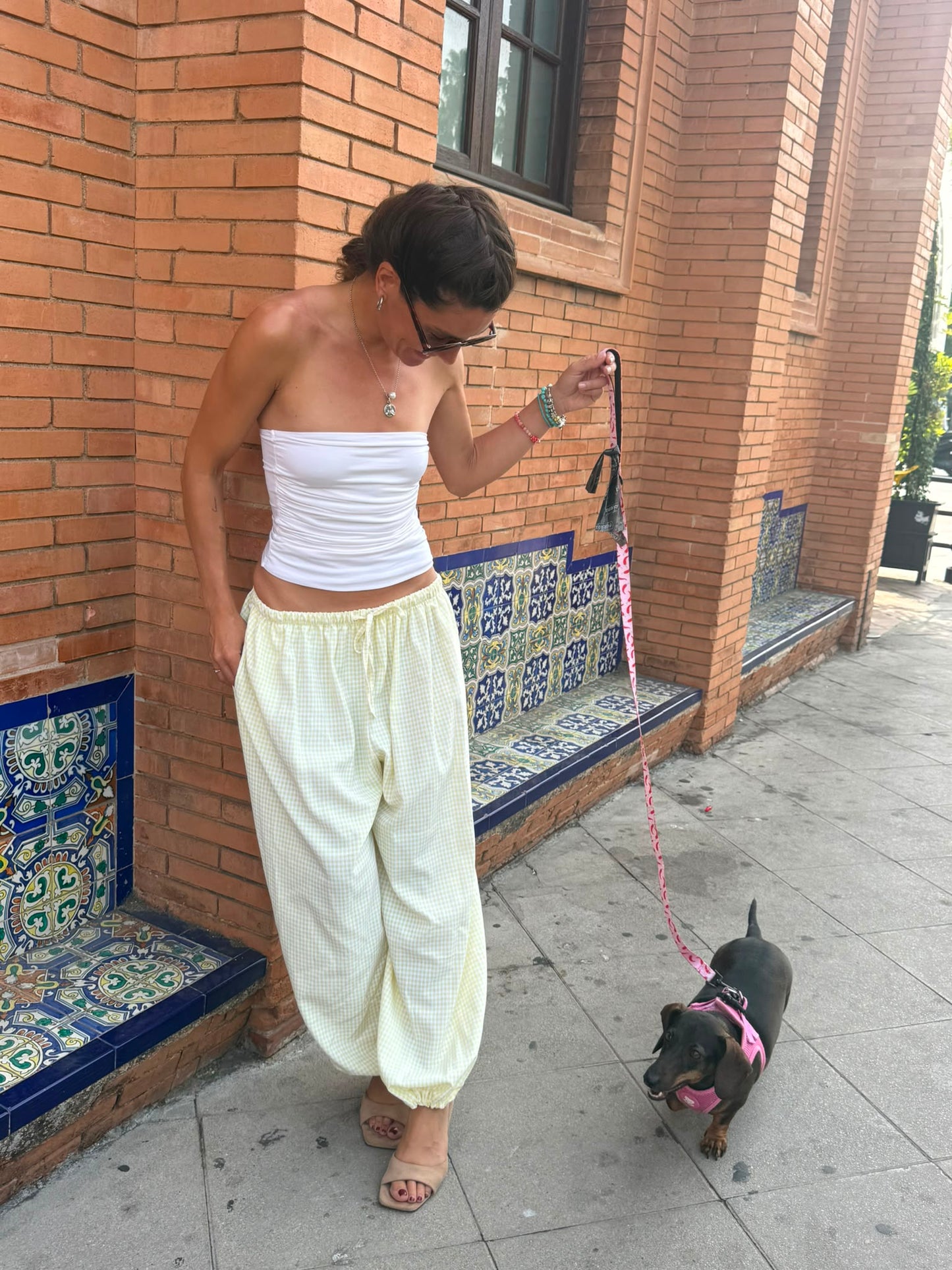 Pantalón vichy Amarillo