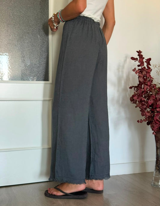 Pantalón de lino Gris