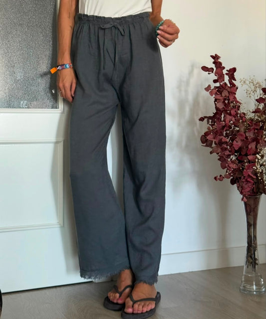 Pantalón de lino Gris