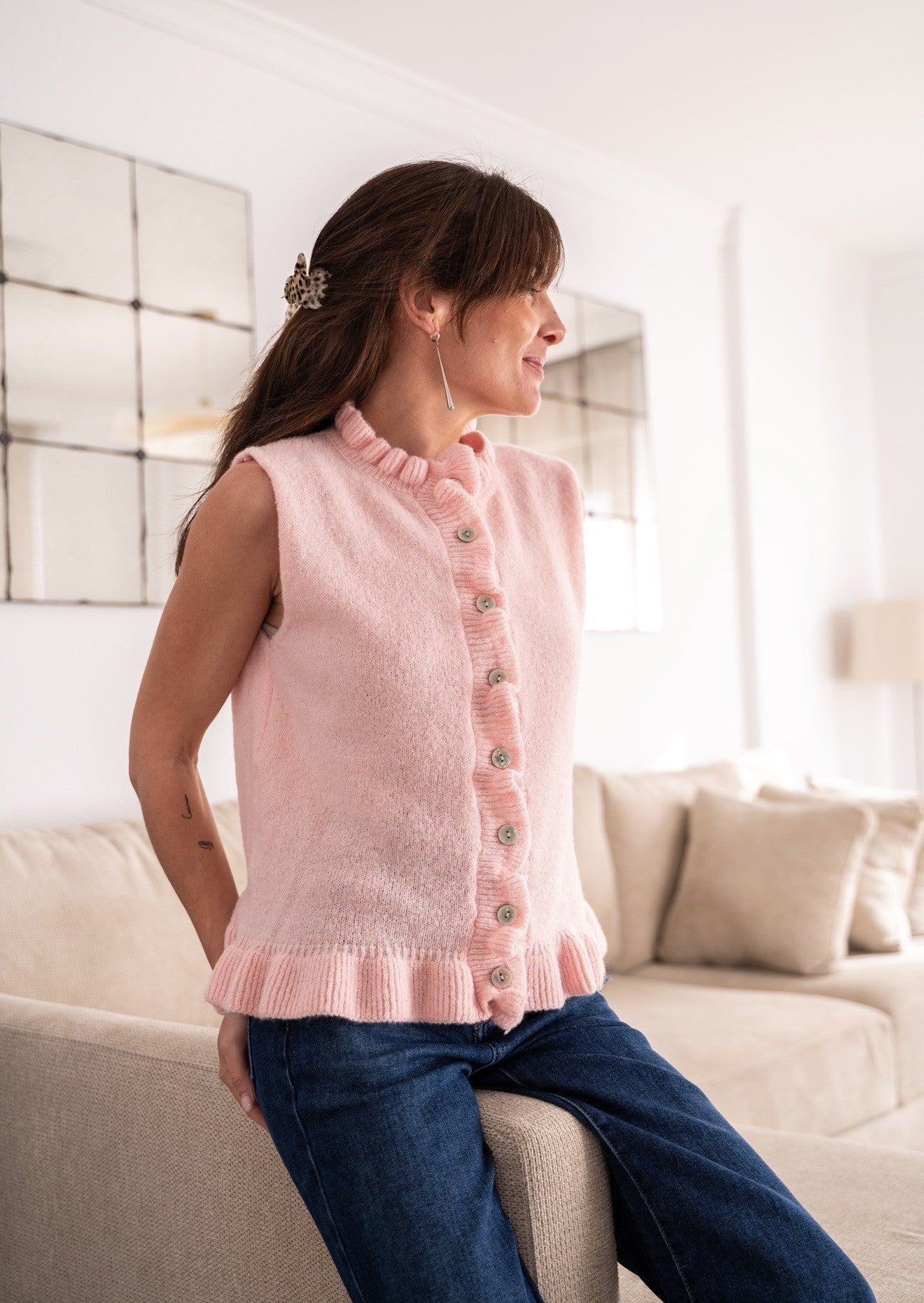 Chaleco cuello reina Rosa