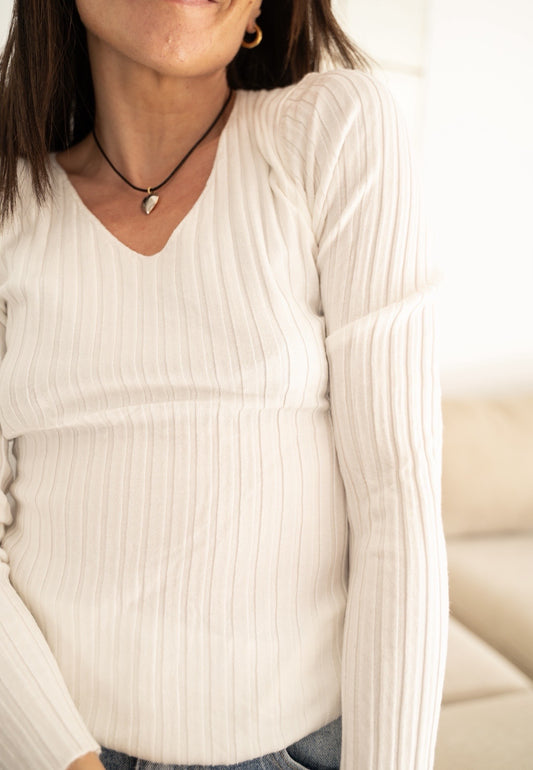 Jersey canalé Blanco