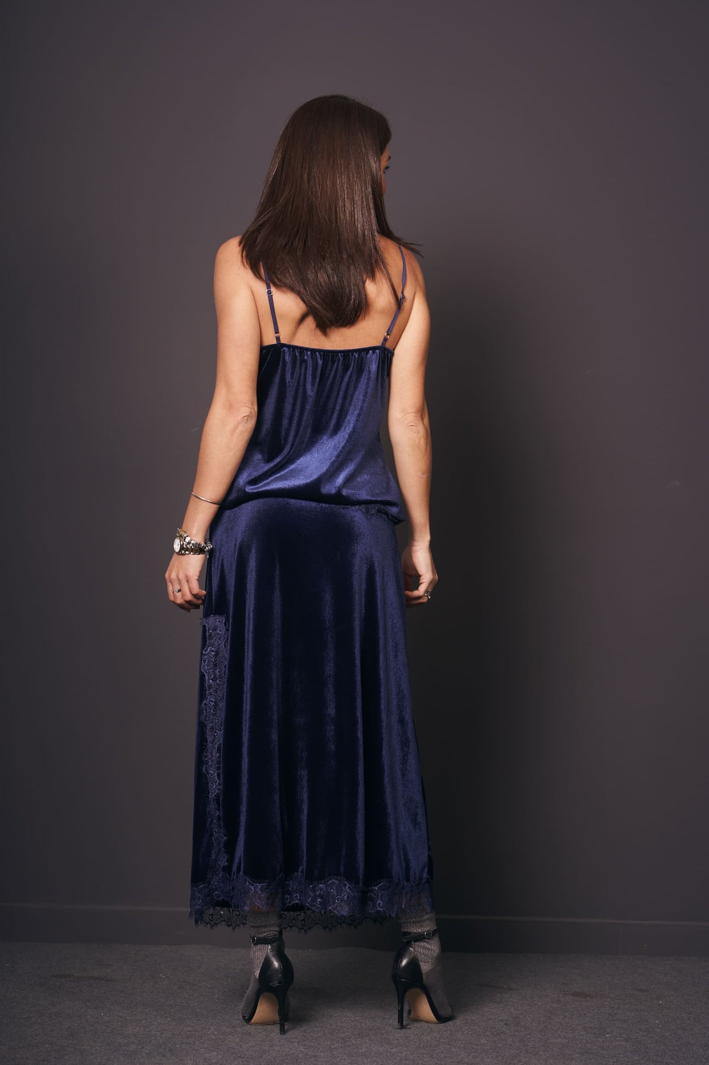 Conjunto Terciopelo Lencero Azul Noche