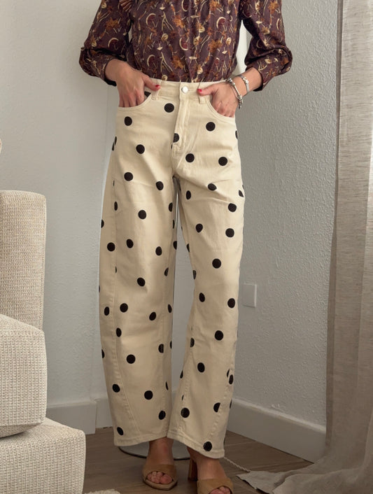 Vaquero Barrel lunares beige