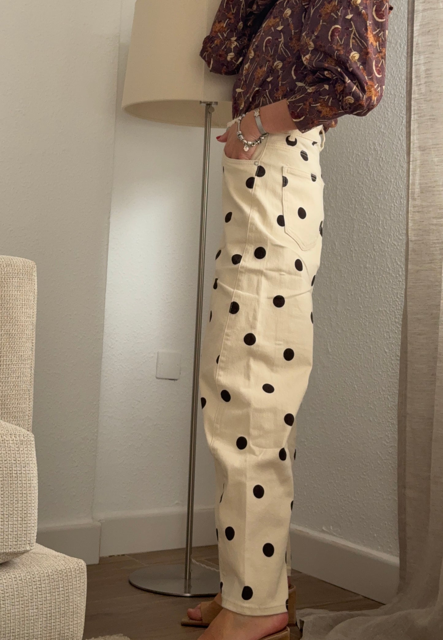 Vaquero Barrel lunares beige