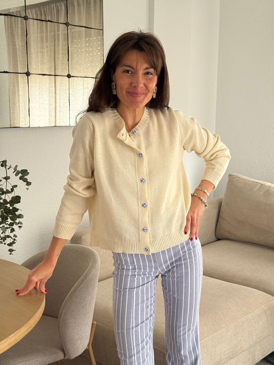 Chaqueta punto botón vichy