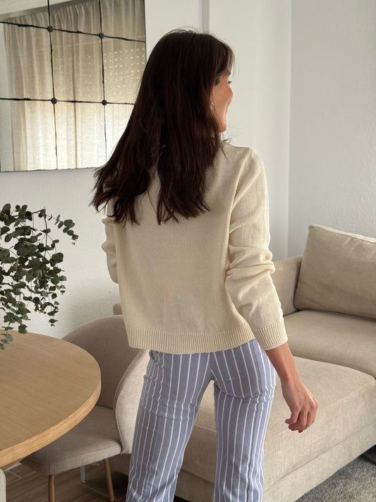 Chaqueta punto botón vichy