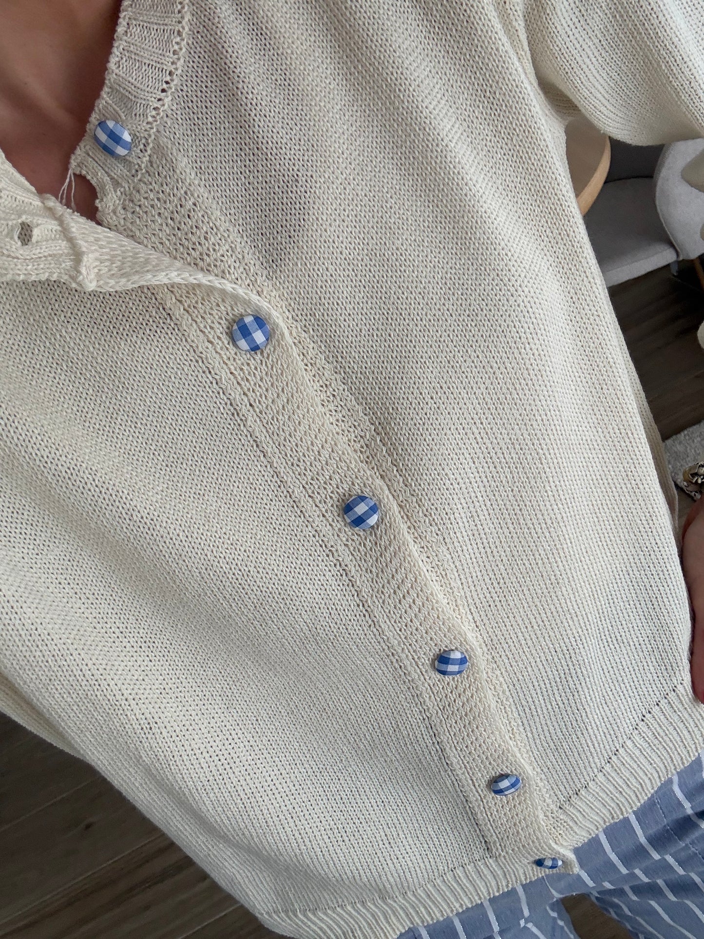 Chaqueta punto botón vichy