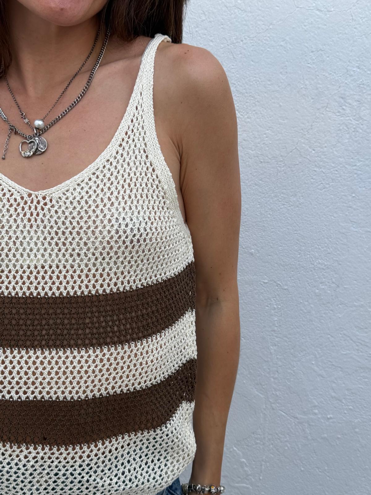 Top Crochet Rayas Tierra