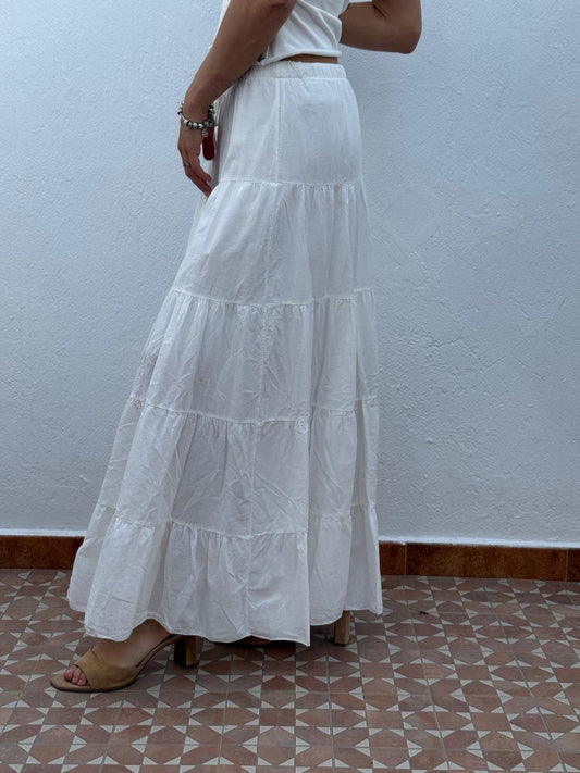 Falda Boho Cotton White