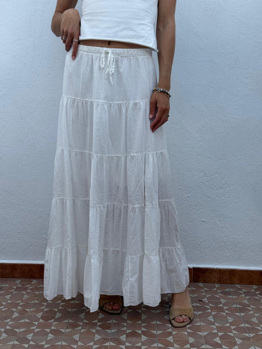 Falda Boho Cotton White