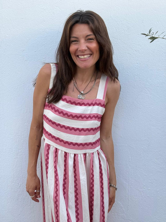 Vestido Midi Rayas Onda Rose
