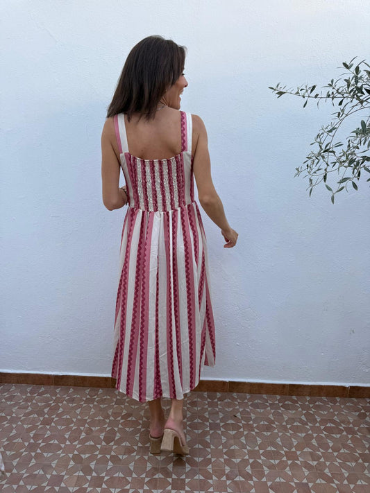 Vestido Midi Rayas Onda Rose
