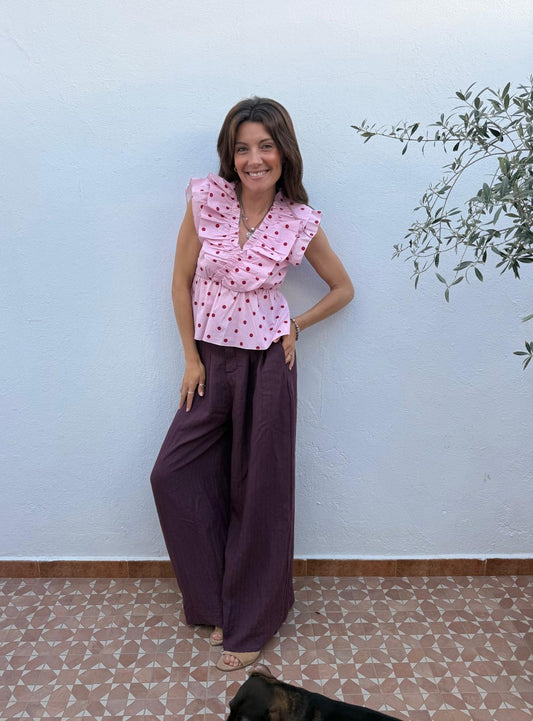 Pantalón Palazzo Ciruela