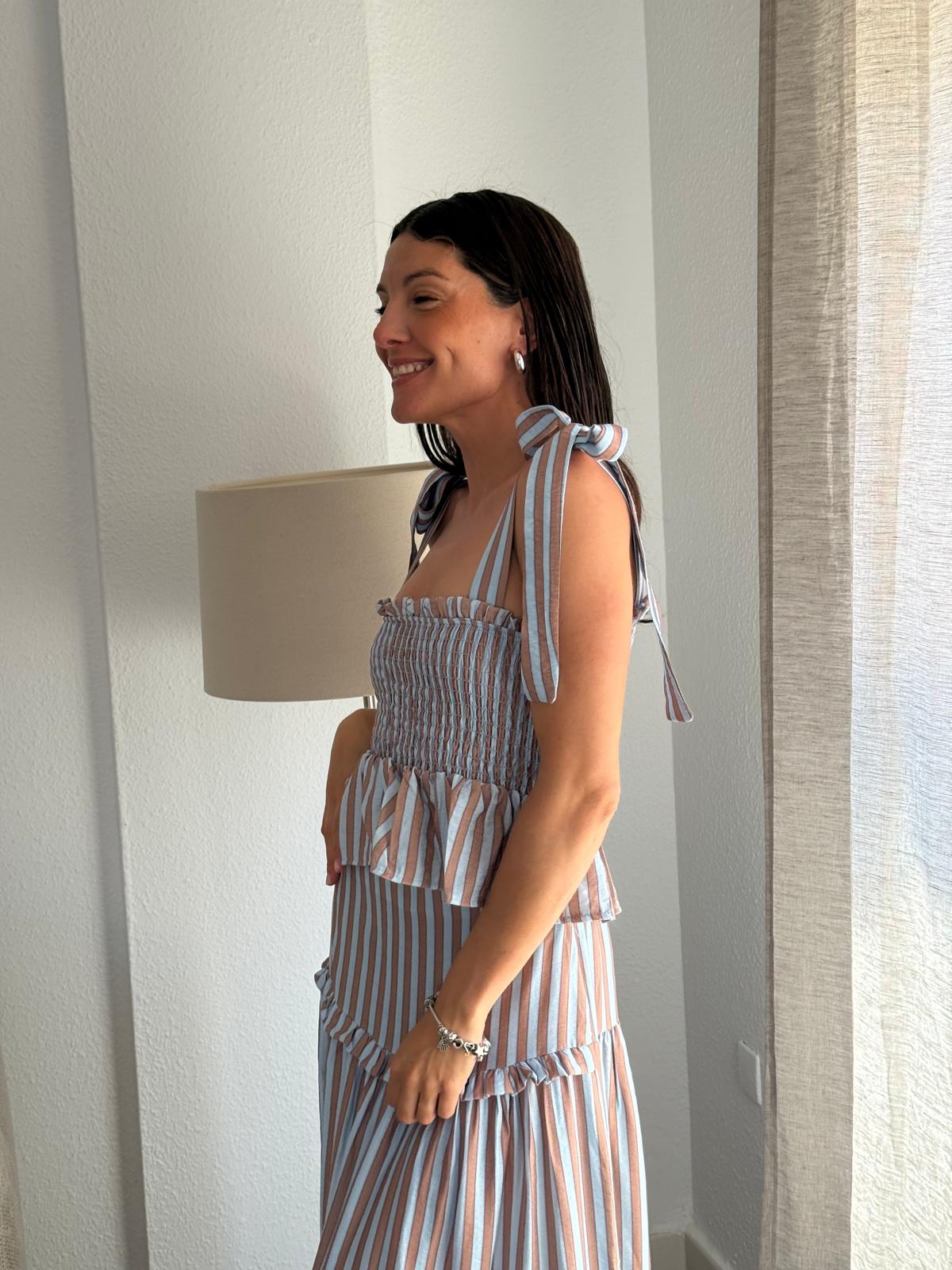 Conjunto Celeste Rayas