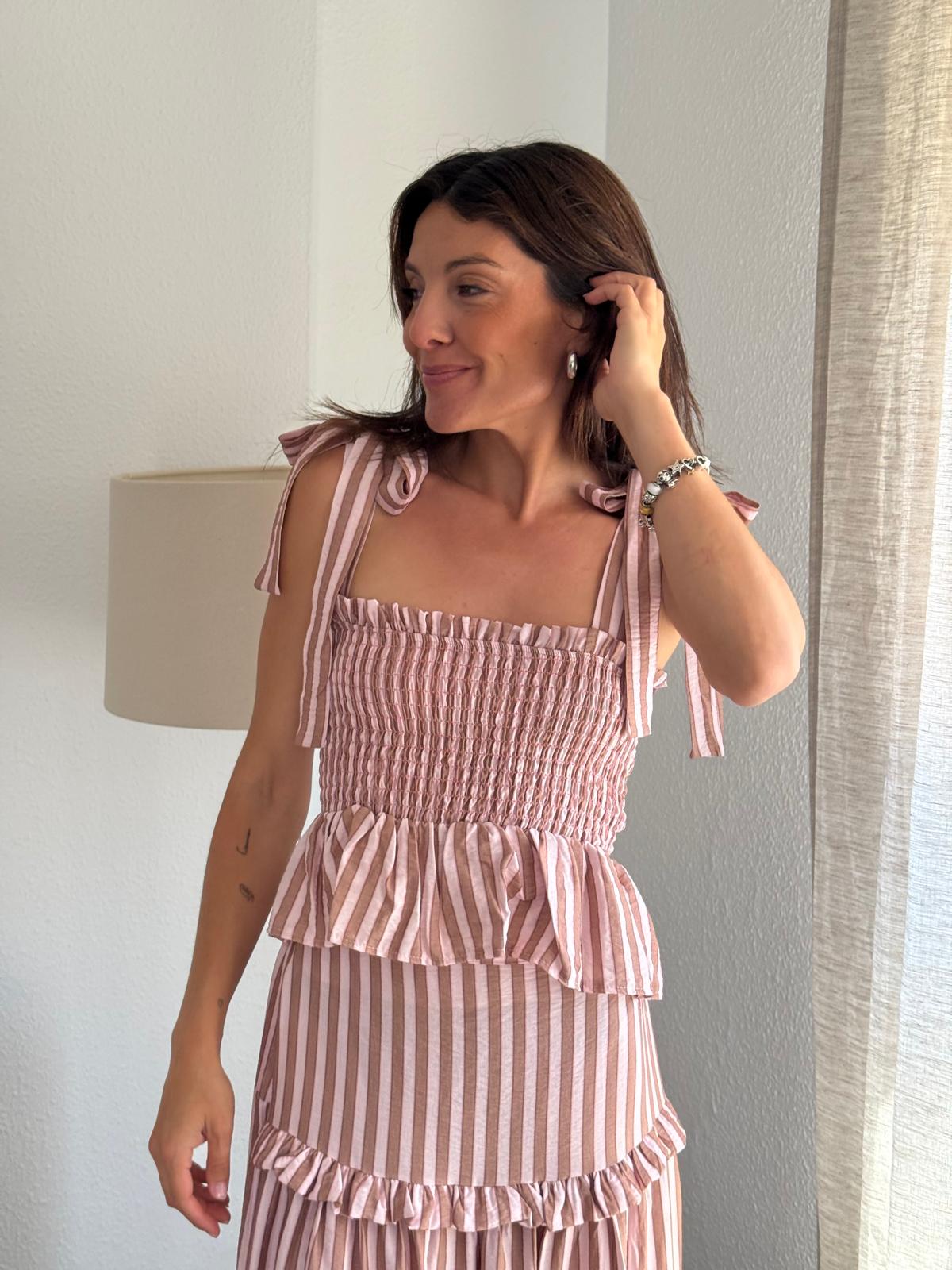 Conjunto Amalfi Rayas Rosa