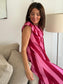 Vestido Fucsia Rayas Volante