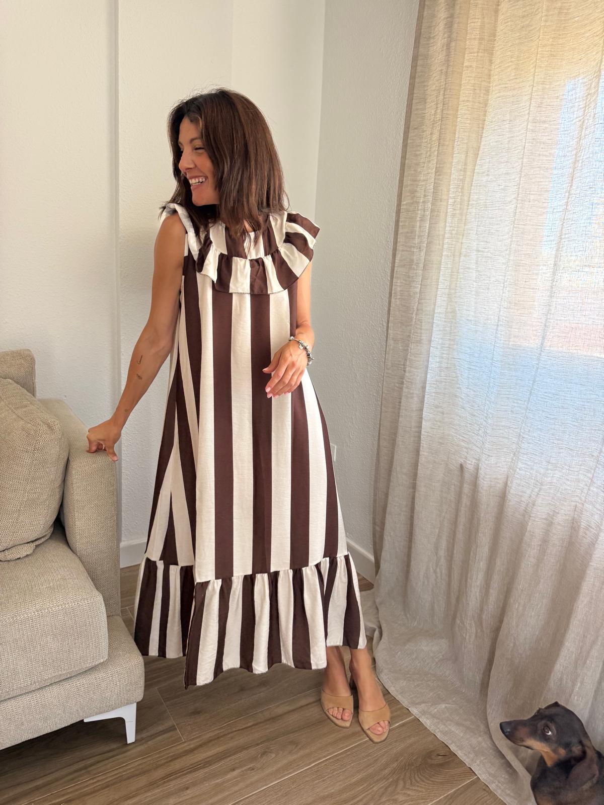 Vestido Moka Rayas Volante