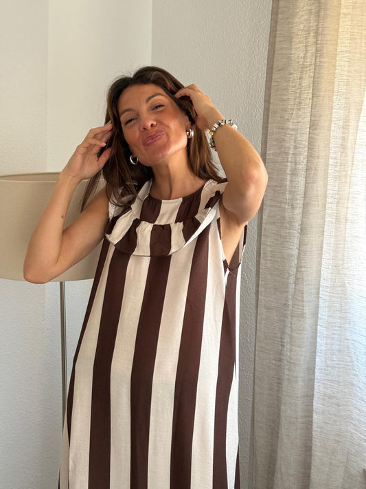 Vestido Moka Rayas Volante