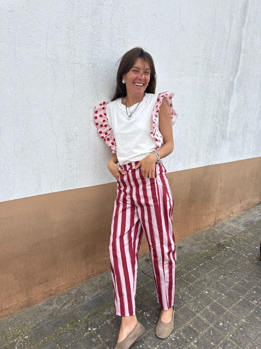 Pantalón de rayas bicolor