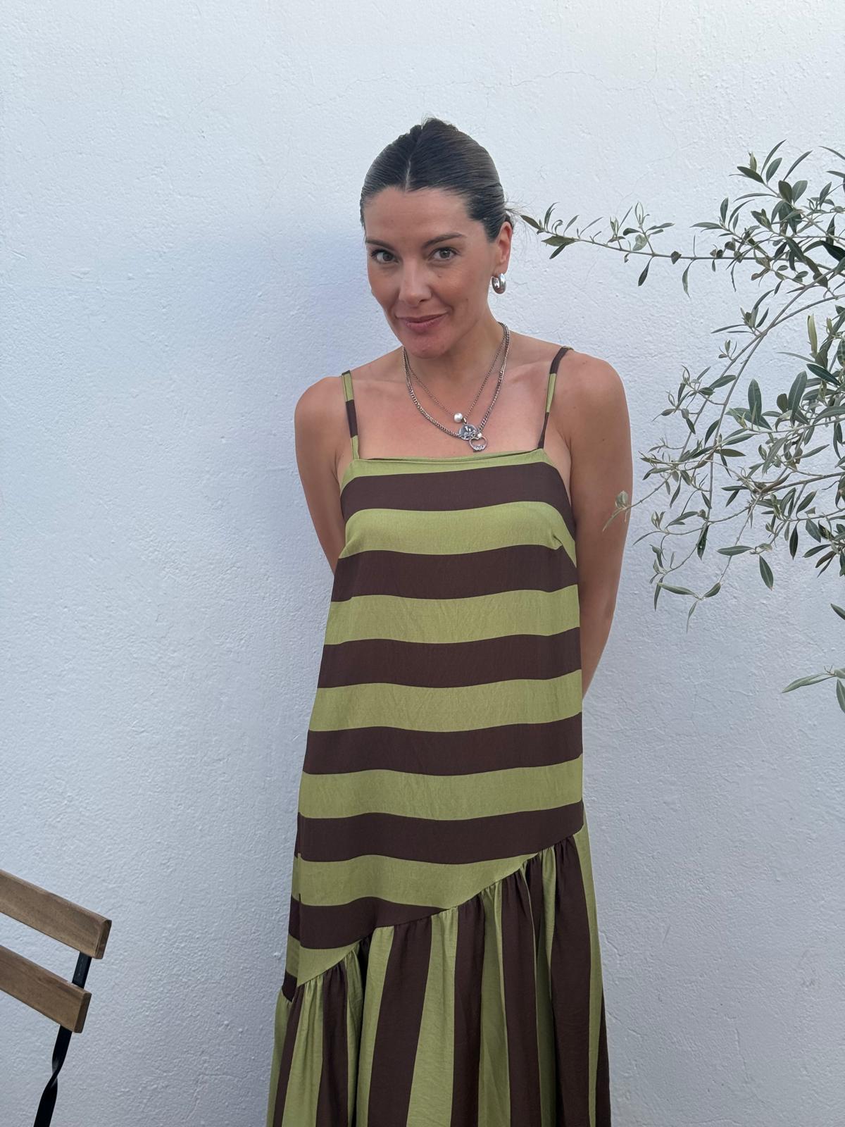Vestido Oliva Rayas