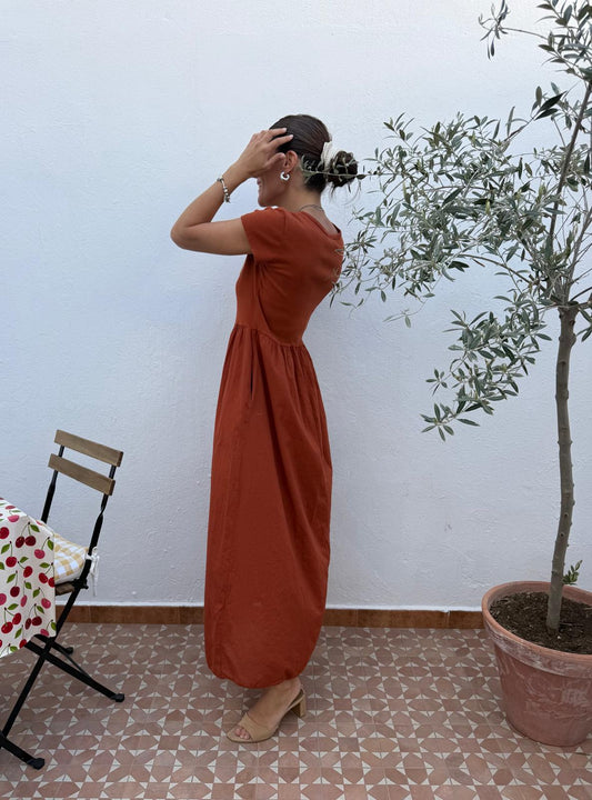 Vestido Terracota Combinado
