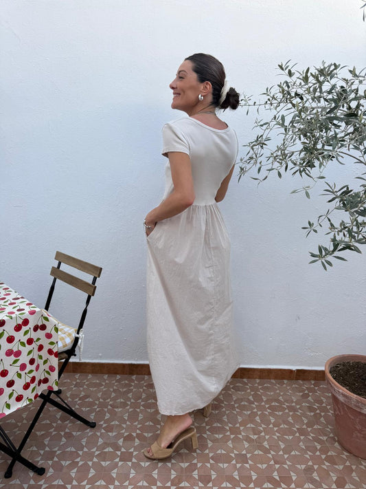 Vestido Marfil Combinado