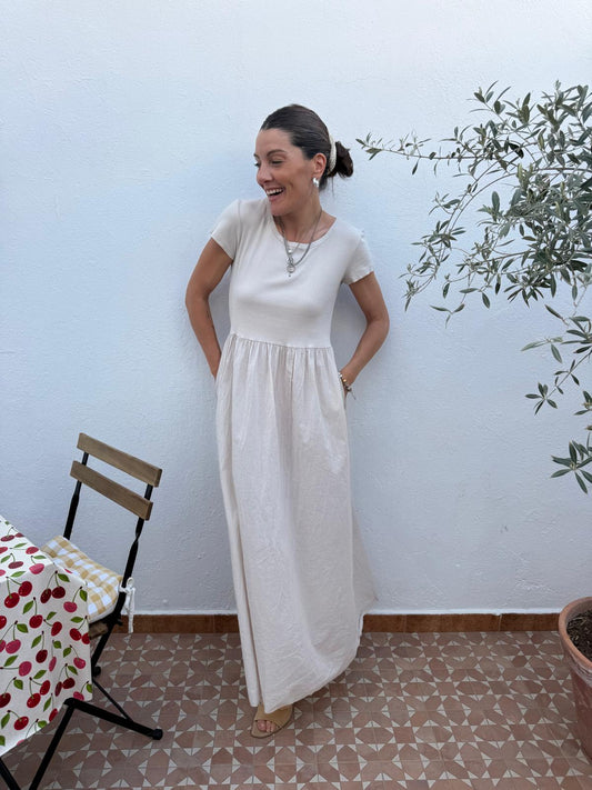 Vestido Marfil Combinado