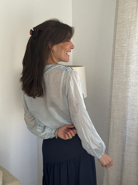 Camisa Celeste Ribete