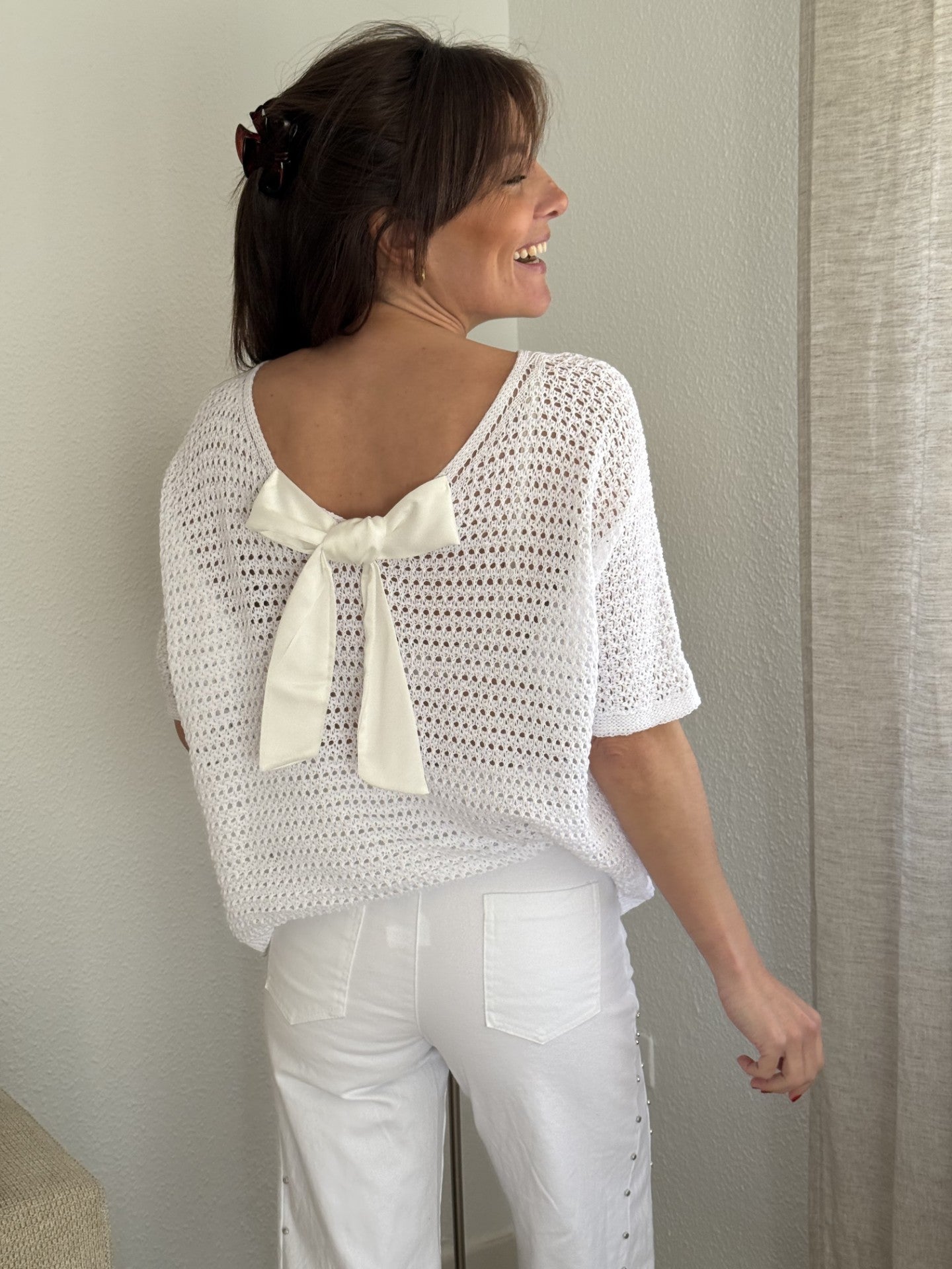 Jersey punto con lazada blanco
