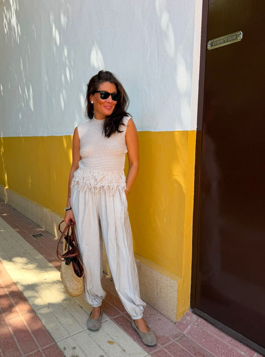 Pantalón Bombacho Beige