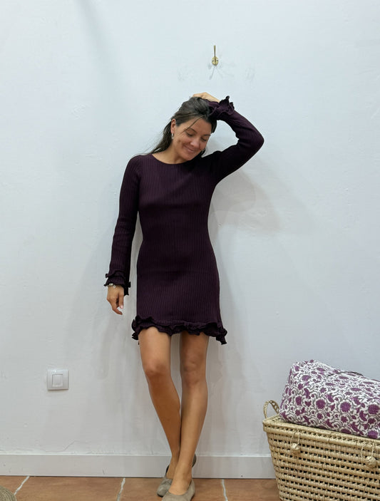 Vestido Volantes  Burdeos