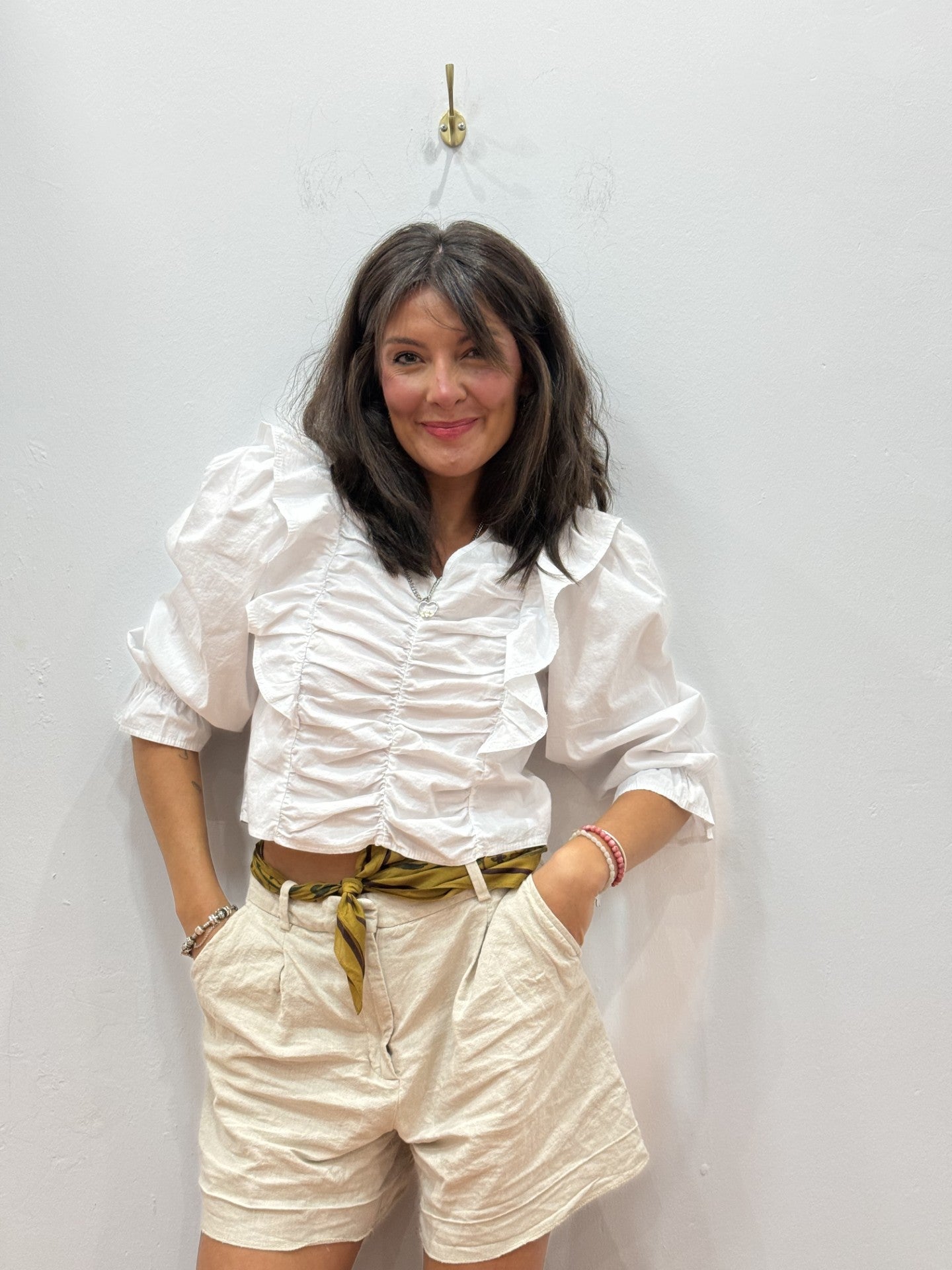 Camisa Fruncido Blanca