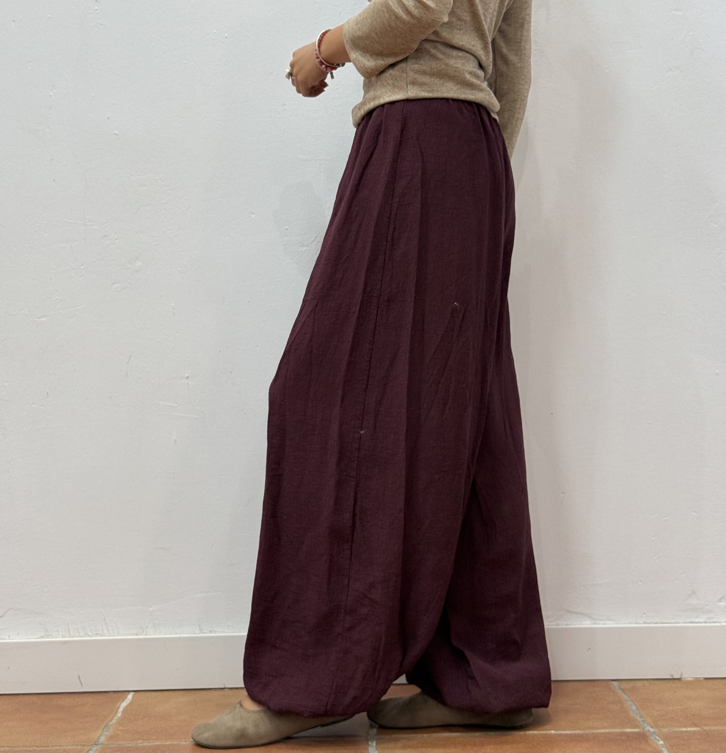 Pantalón Bombacho Burdeos