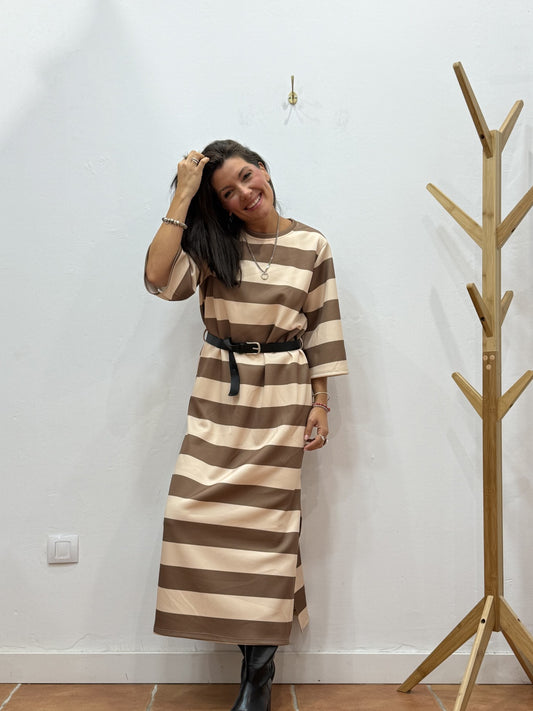 Vestido Cinturón Camel