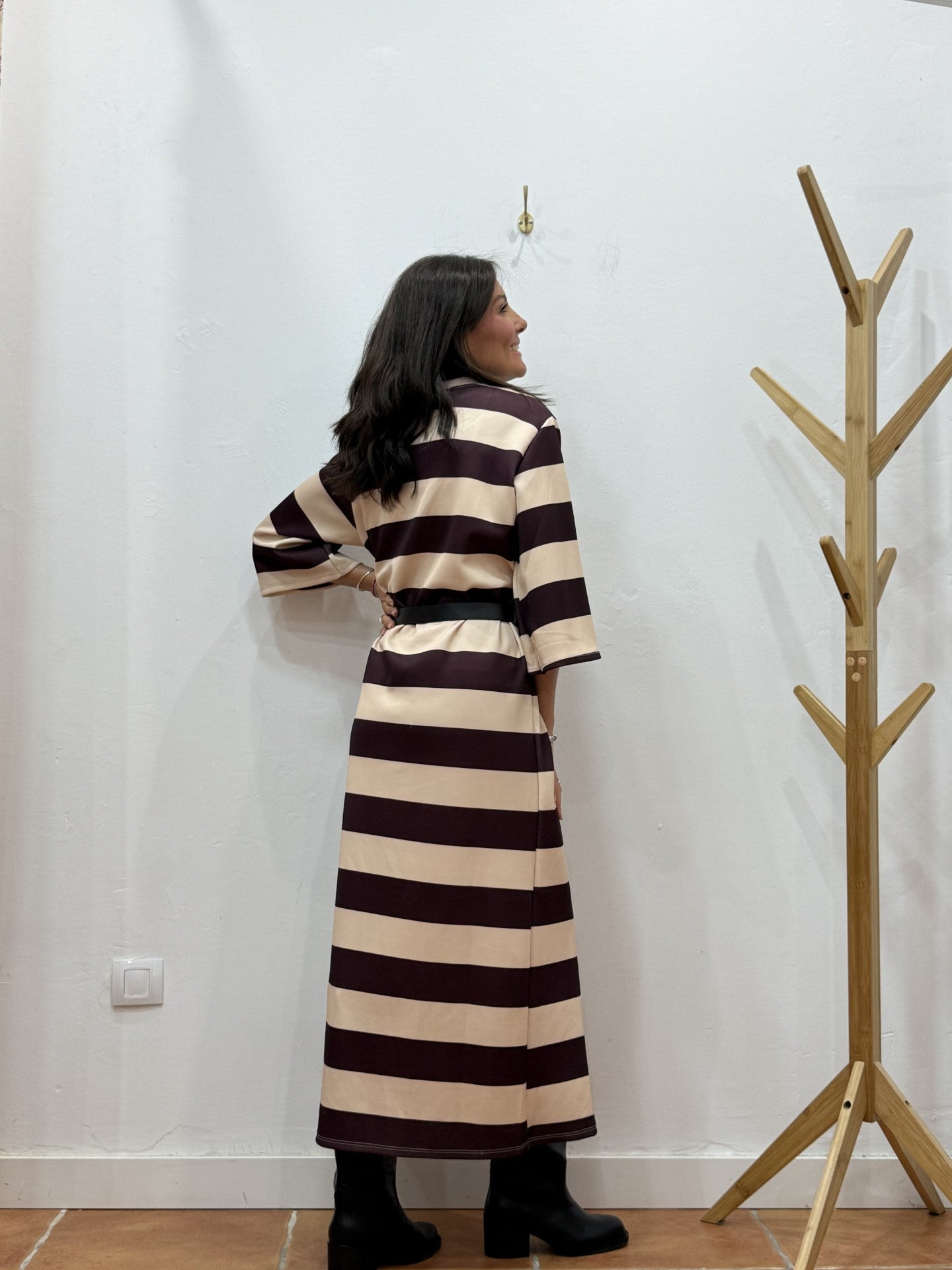 Vestido Cinturón Burdeos