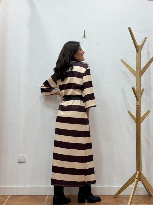 Vestido Cinturón Burdeos