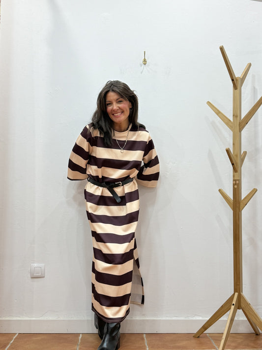 Vestido Cinturón Burdeos