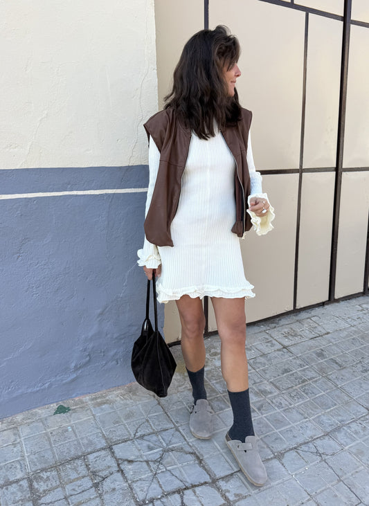 Vestido Volantes  Crudo