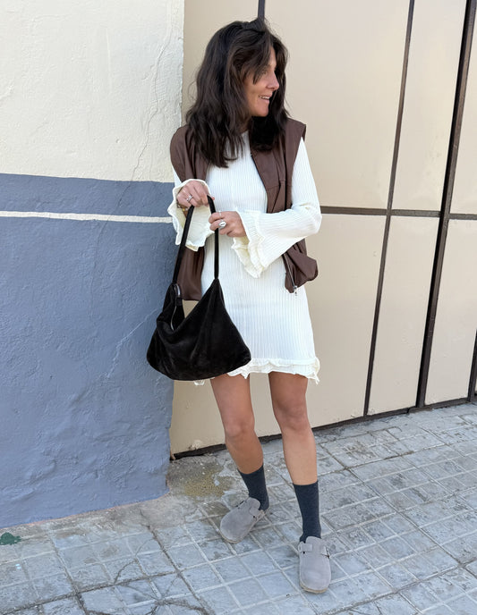 Vestido Volantes  Crudo