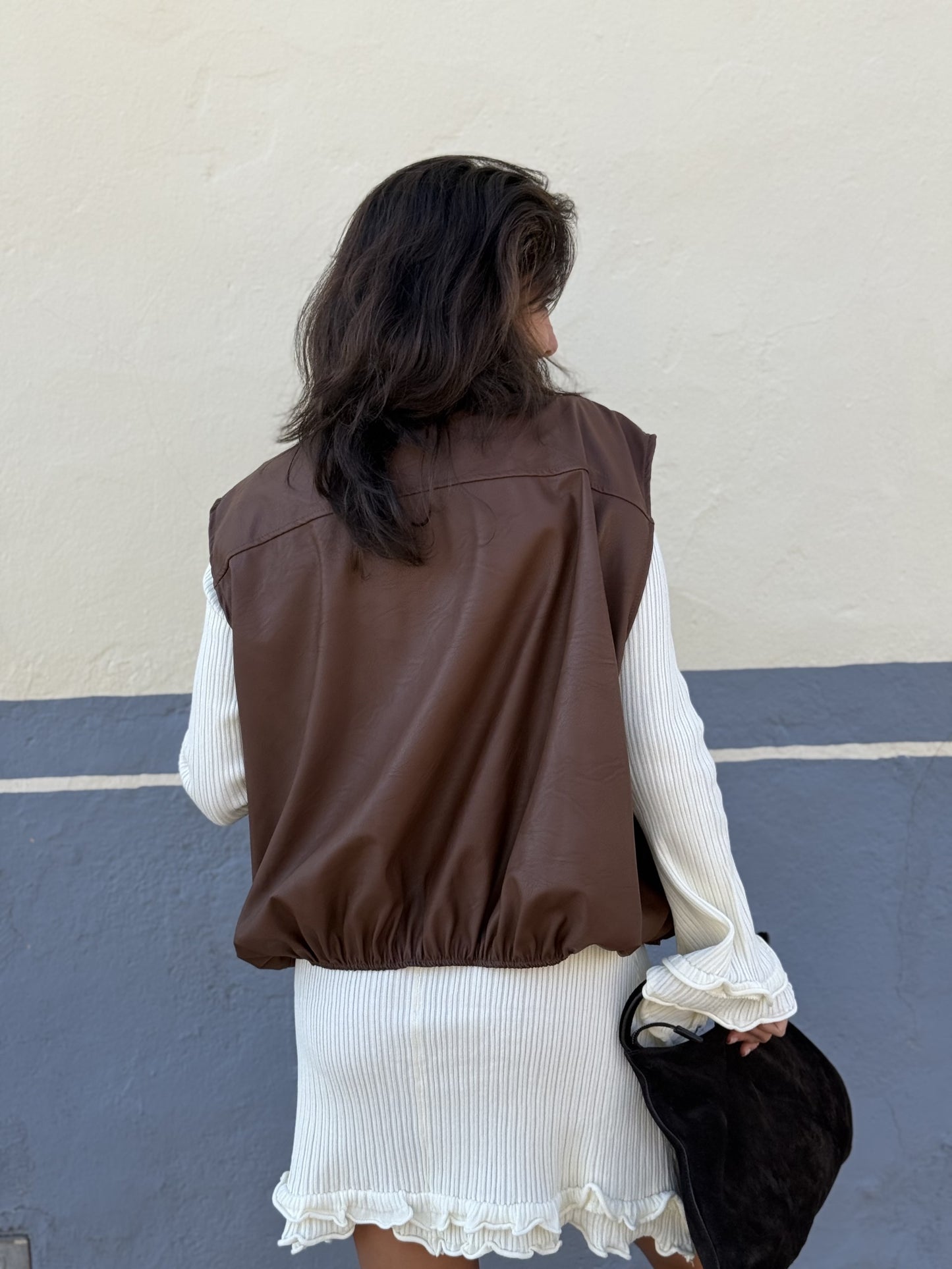 Chaleco Poli Piel Chocolate