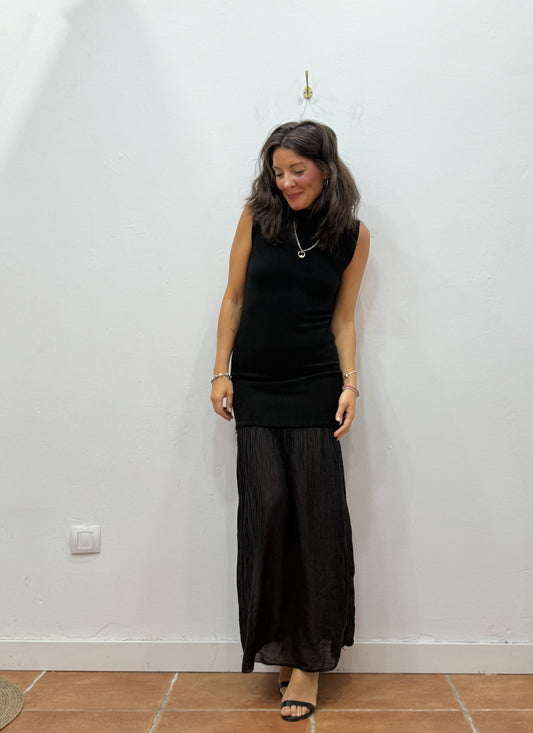 Vestido Combinado Negro