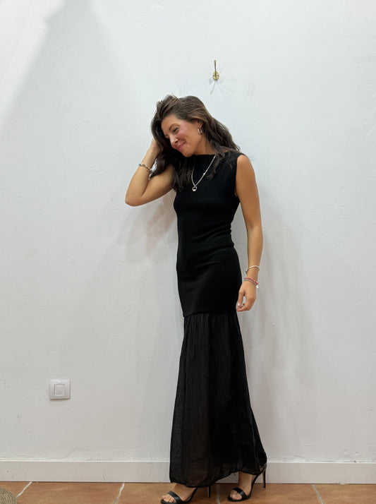 Vestido Combinado Negro