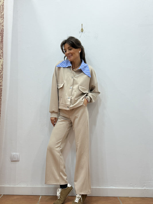 Chándal Combinado Beige