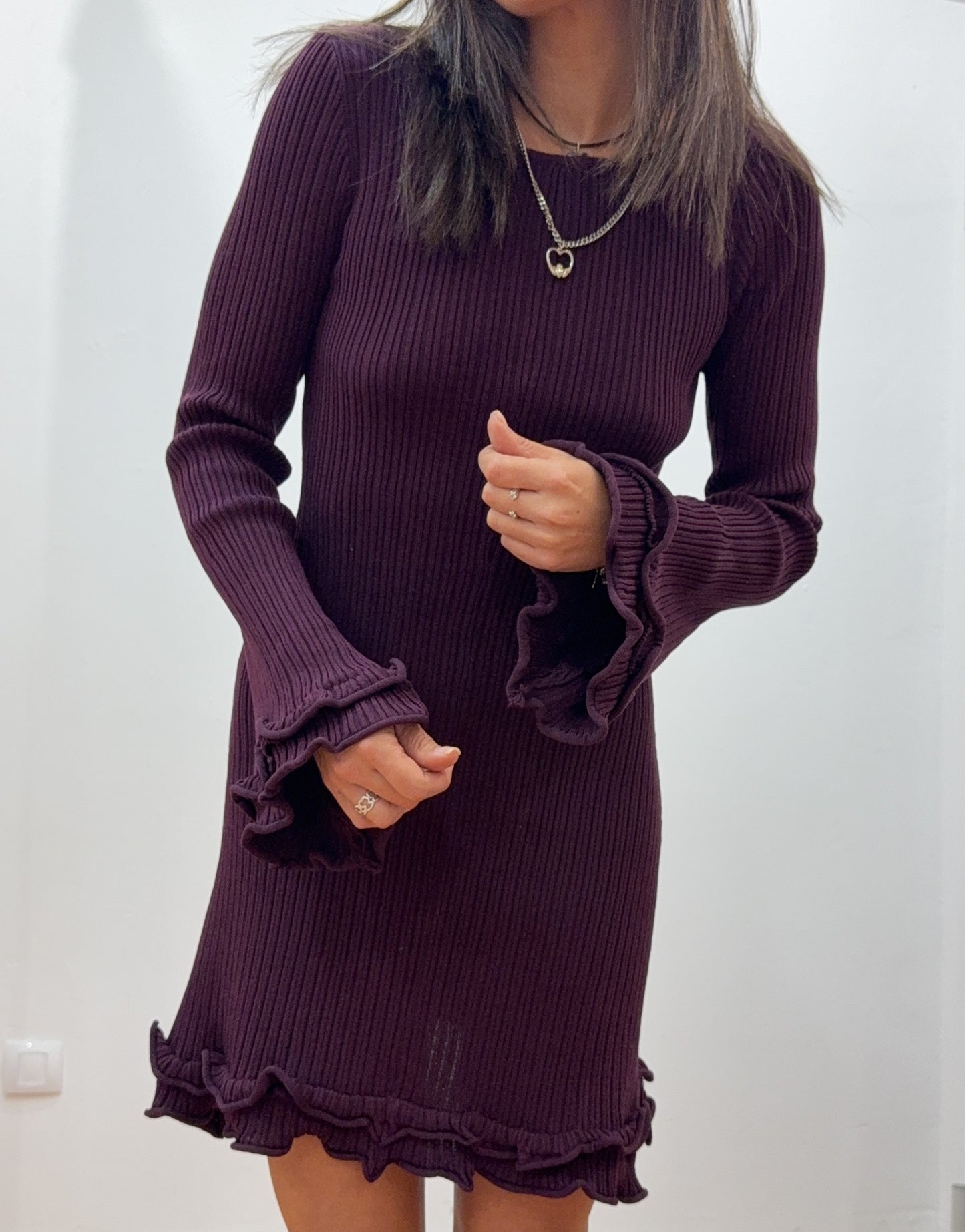 Vestido Volante Burdeos