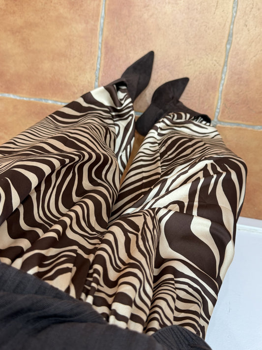 Pantalón Bombacho Satinado Cebra